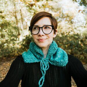 Hand Knit Jade Green Capelet Cowl